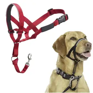 개를위한 코 루프가있는 맞춤형 럭셔리 디자이너 애완 동물 목걸이 나일론 용품 개인화 된 애완 동물 헤드 칼라 노 풀 개 총구