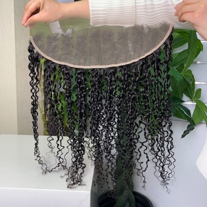 Remy Hair <b>Pixie</b> Curly Lace Frontal 13by4 Natural Color Ear to Ear Frontal Handmade Good Hair Vendor Guarantee Hair - Product Image 1