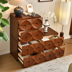 Vintage Retro Wooden <strong>Side</strong> Cabinet with Diamond - Shaped <strong>Drawers</strong> Stylish Home Storage Furniture for Living Room - Product Image 5