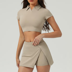 Nueva moda UPF 50 + Conjuntos de faldas para mujer 2 piezas Golf Sport Tennis Wear Luxury Plain Nude Feel Elástico Conjuntos de mujer de alta calidad - Product Image 6