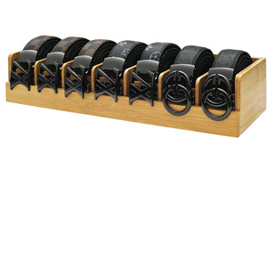 Bamboo 7 Compartment Belt Storage Rack For Men Home <b>Wardrobe</b> Drawer Organizer Durable Standing Type Bedroom Storage - Product Image 1
