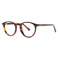 Monture de lunettes optiques en acétate effet écaille, design rétro, unisexe, ronde, vente en gros, faible MOQ