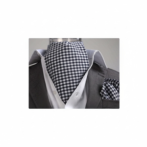 Navy Blue and White Small Checkered Scarf Handkerchief Set for Men Adult One Size - Product Image 2