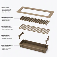 Nouveau produit en gros : Ventilation murale domestique moderne marron 2*10 à débit d'air réglable et durable pour retour d'air au sol