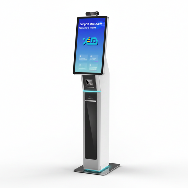 Bank Self Service Touch Screen Kiosk Receipt Printer QR Code Scanner Floor Standing LCD Display for Government Service Center