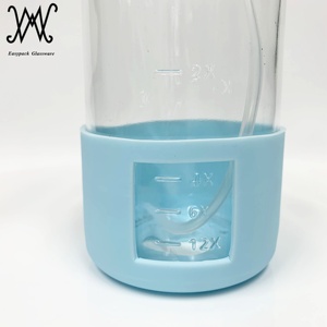 Bouteille en verre <span class=keywords><strong>de</strong></span> pulvérisation 16oz, avec marques à étiquette, pulvérisateur blanc et housse <span class=keywords><strong>de</strong></span> protection <span class=keywords><strong>de</strong></span> manchon en silicone - Product Image 3