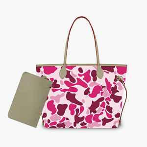 Borsa <span class=keywords><strong>a</strong></span> Spalla Personalizzata Grande Capacità da Donna, Stampa Camo Rosa, in Pelle PU, Set 2 Pezzi: Borsa <span class=keywords><strong>a</strong></span> Mano e <span class=keywords><strong>Portafoglio</strong></span> Cloud Camo - Product Image 1