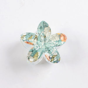 Wholesale Plastic <b>Flower</b> Hair Claw Clips 8cm European-American Style Daily Use <b>Sweet</b> Printed Colorful <b>Flower</b> Hair Accessories - Product Image 1