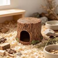 Cave en céramique personnalisée en forme de souche d'arbre pour hamster, abri douillet pour petits animaux, nid pour oiseaux, maison de repos pour animaux de compagnie, abri pour lézards
