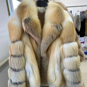 <span class=keywords><strong>Abbigliamento</strong></span> per giovani donne che abbassano il colletto con maniche di pelliccia a righe in vera pelliccia per esterni cappotto invernale - Product Image 1