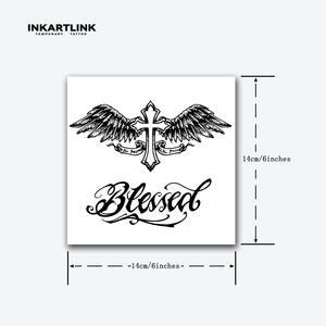 INKARTLINK Pegatina <span class=keywords><strong>de</strong></span> tatuaje para el cuerpo, tatuaje temporal <span class=keywords><strong>de</strong></span> papel, Cruz Bendita, impermeable, ecológico, <span class=keywords><strong>de</strong></span> larga duración (15 días), a granel - Product Image 4