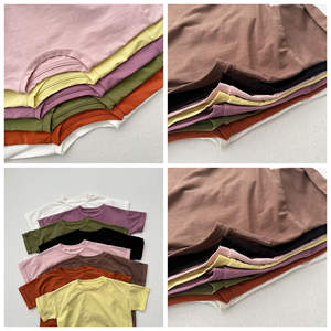 Haute qualité garçons filles coton à manches courtes é<span class=keywords><strong>t</strong></span>é décontracté bébé solide <span class=keywords><strong>t</strong></span>-<span class=keywords><strong>shirt</strong></span> pour enfants - Product Image 2