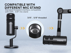 MAONO PD400X XLRダイナミックポッドキャストマイク頑丈で安定したポッドキャスト機器バンドルラジオ用ヘビーデューティーマイクスタンド - Product Image 6