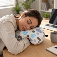 Oreiller de voyage en forme de lune imprimé en microfibre douce, oreiller de soutien en U pour voiture et avion