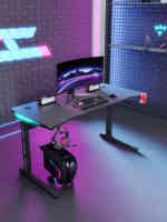 Bureau de jeu Offre Spéciale I en forme de table de jeu rouge noir grand bureau d'ordinateur frais de lumière rvb pour PC