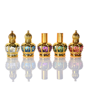 Flacon vaporisateur en verre ancien de 6 ml, forme couronne fantaisie personnalisable, pour huile de <span class=keywords><strong>parfum</strong></span> <span class=keywords><strong>Oud</strong></span> de luxe arabe, avec boîte - Product Image 1