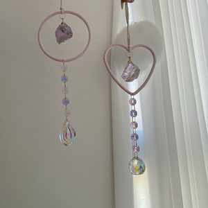 Wholesale High Quality Crystal Suncatcher Hanging pink Heart Decor Amethyst Sun Cacther Bedroom Decor - Product Image 4