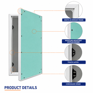 Plaque d'accès encastrée pour cloison sèche, cadre en aluminium, avec loquet tactile, pour inspection murale et de plafond - Product Image 2