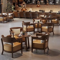 Canapé de réception commercial moderne en bois massif personnalisable, salon de thé, bar à livres, table et chaise de café