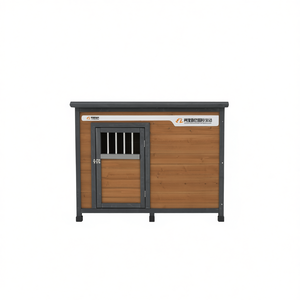 Casa para Perros Grande de Madera Sólida de 45 Pulgadas con Techo de PVC Impermeable, Refugio para Mascotas al Aire Libre con Puerta Corredera para Uso en Todas las Estaciones - Product Image 1