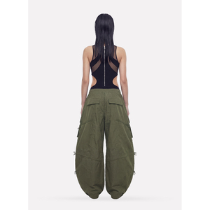 <span class=keywords><strong>Pantalon</strong></span> cargo <span class=keywords><strong>parachute</strong></span> personnalisé ODM/OEM pour femme, <span class=keywords><strong>vert</strong></span> olive, avec cordon de serrage, style streetwear ajustable - Product Image 3