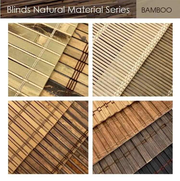 Japanese Style 2.2mm Plain Weave Bamboo Blinds Materials for Contemporary Decor