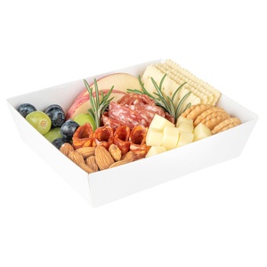Grand plateau alimentaire jetable en papier kraft pour fruits, sushis et salades, avec revêtement UV et couvercle transparent - Product Image 3