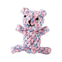 Jouet à mâcher pour chien en corde de coton avec nœud en forme d'ours et forme de canard pour le nettoyage des dents, vente en gros