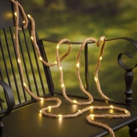 Vintage chanvre corde guirlande lumineuse batterie boîte panneau solaire fonction lumière intérieur extérieur décoration solaire jardin lumière