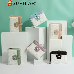 Suphiar Women's Zipper Wallet With Flower Design Multifunctional Card Holder Coin <b>Purse</b> For Everyday Use - Product Image 2