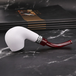 Pipe à fumer en résine imitation mousse de mer, design incurvé, filtre blanc, queue rouge, pour la pratique - Product Image 3