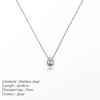 Collier ras du cou unisexe classique en acier inoxydable plaqué or 14K PVD avec breloques géométriques en zircon, chaîne à maillons goutte d'eau et perles ovales