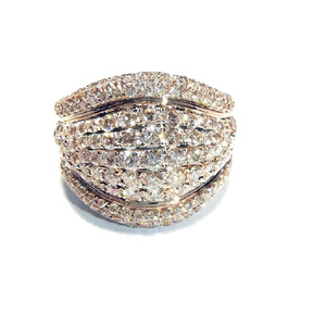 Bague de Fiançailles et de Mariage en Or Rose Massif 18 carats avec Diamants SI 1~2, Style Vintage Moderne de Créateur, Sertissage Pavé, Idéale pour Cadeau de Fête - Product Image 1