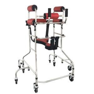 Déambulateur pour personnes âgées et rééducation hémiplégique 65cm x 110cm en acier inoxydable rouge, cadre manuel - Product Image 3