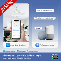 Ventilador de Techo Inteligente 1stshine con Control por Voz Mediante Aplicación Wifi, Compatible con OEM/ODM, Ahorro de Energía, Aspas Retráctiles y Luz LED