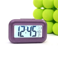 Jam Digital lampu malam, tampilan Timer suhu tanggal Mini dalam ruangan dekoratif LCD Alarm dan menunda