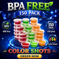 Gobelets en plastique avec couvercles, 2 oz. Lot de 150 gobelets à Jello Shot sans BPA pour soufflés et salsas – Durables pour usage domestique