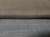 Tela Tejida Elástica Teñida con Hilo de 250GSM, Diseño Houndstooth, Semi-Worsted, 10% Lana, 70% Poliéster, 18% Rayón, 2% Spandex, En Stock