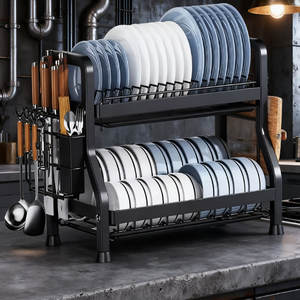 현대 더블 계층 금속 유틸리티 주방 수납 홀더 싱크대 랙 식기 건조 기능 다기능 젓가락 청소 도구 - Product Image 2