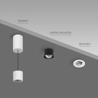 Spot LED Moderne en Aluminium 7W/12W/15W à Montage en Surface, Lentille Convexe, Dimmable, GU10