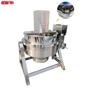 304 Semi Automatic Cooking Double Layer Kettle Mixer Curry Paste Cooking Mixer Machine Sauce Jacketed Kettle for Food Industry