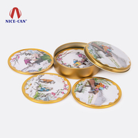 Sous-verre rond en liège, tapis écologique, impression personnalisée, boîte en étain, ensembles de sous-verres en métal