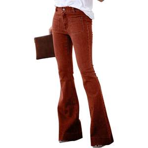 2025 Pantalones vaqueros de cintura alta con parte inferior de campana para mujer, pantalones vaqueros acampanados con estilos transpirables Strenchy con lápiz Cargo - Product Image 3