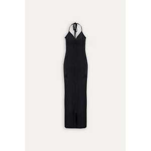 Vestido de Fiesta Negro de Lujo, Largo, con Tirantes, Estilo Baile, con Bordado en Poliéster y Tela Tejida, Cintura Imperio, Talla XL - Product Image 2