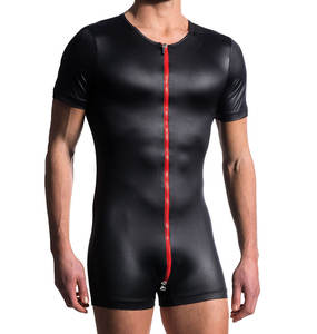 定制一体式红色皮革青年摔跤汗衫，全拉链设计，中国制服 - Product Image 3