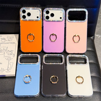Étui de téléphone minimaliste élégant avec support anneau en strass scintillant pour iPhone 18 17 Pro Max 16 15 14 13, coque de protection IMD TPU