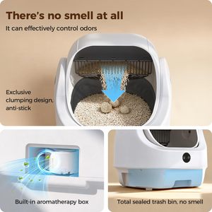 Open Top Dome Shape Odor Control Ready Use Self Cleaning APP Control Safety Sensor Ellenpent Trash Automatic Litter Box - Product Image 3