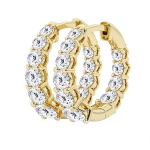 Pendientes de Aro de Lujo con Diamantes CVD de Corte Brillante Redondo, Chapados en Oro de 18K y 14K, para Mujer - Product Image 1