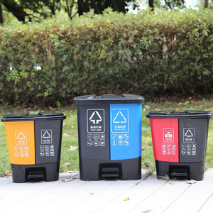 Contenedor de Basura de Doble Compartimento con Pedal y Tapa, Separación de Residuos Secos y Húmedos, Contenedor de Almacenamiento Doméstico para Uso en Interiores y Exteriores - Product Image 3