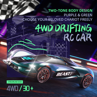 Voiture RC de drift 20KM/H avec rotation acrobatique à 360°, modèle 1:24, 4 roues motrices, télécommande 2.4GHz, véhicule de course télécommandé avec lumières et musique pour enfants